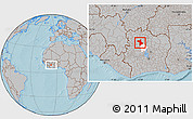Gray Location Map of Dianra, highlighted parent region, hill shading