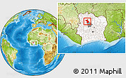 Physical Location Map of Dianra, highlighted country, highlighted parent region, within the entire country