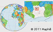 Political Location Map of Dianra, highlighted country, within the entire country