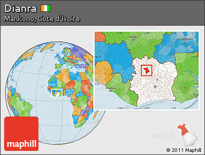 Political Location Map of Dianra, highlighted country