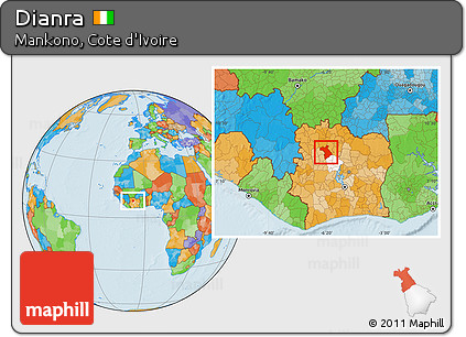 Political Location Map of Dianra, highlighted parent region