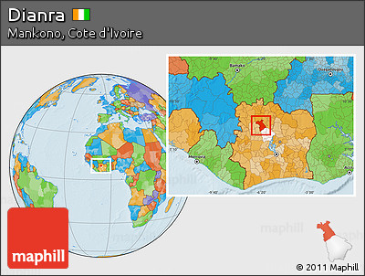 Political Location Map of Dianra, highlighted parent region