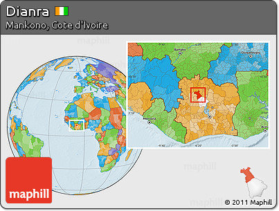 Political Location Map of Dianra, highlighted parent region