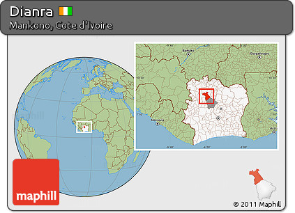 Savanna Style Location Map of Dianra, highlighted country, highlighted parent region