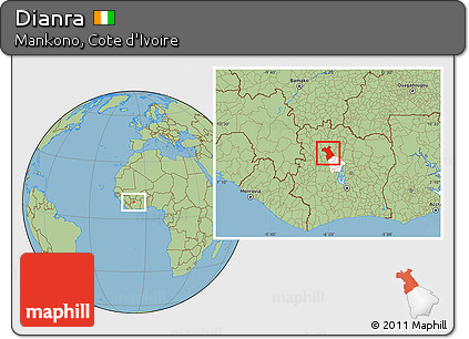 Savanna Style Location Map of Dianra, highlighted parent region