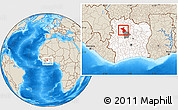Shaded Relief Location Map of Dianra, highlighted country, highlighted parent region, within the entire country