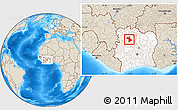 Shaded Relief Location Map of Dianra, highlighted country