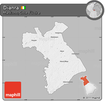 Gray Map of Dianra, single color outside