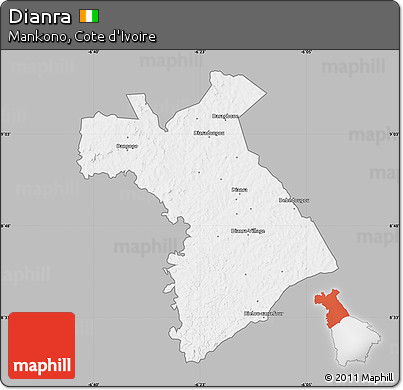 Gray Map of Dianra, single color outside