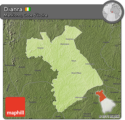 Physical Map of Dianra, darken