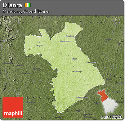 Physical Map of Dianra, darken