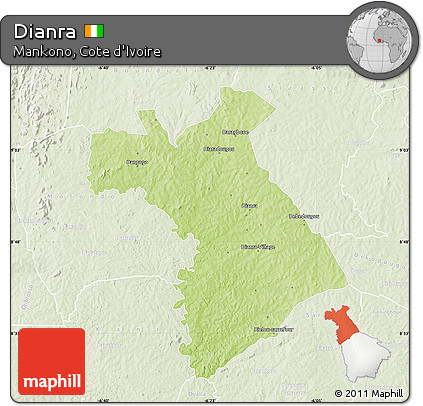 Physical Map of Dianra, lighten