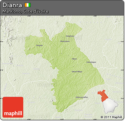 Physical Map of Dianra, lighten