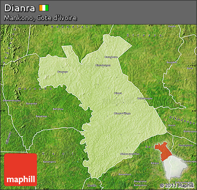 Physical Map of Dianra, satellite outside