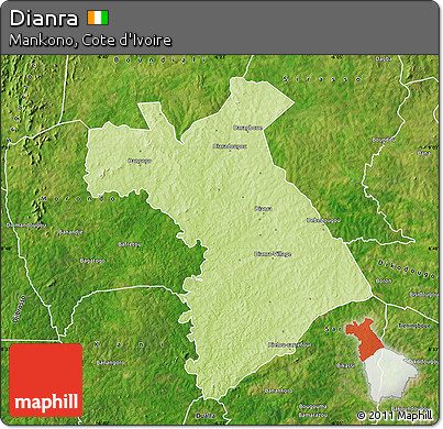 Physical Map of Dianra, satellite outside