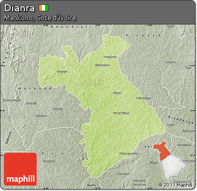 Physical Map of Dianra, semi-desaturated