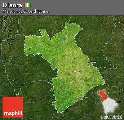 Satellite Map of Dianra, darken