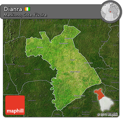 Satellite Map of Dianra, darken