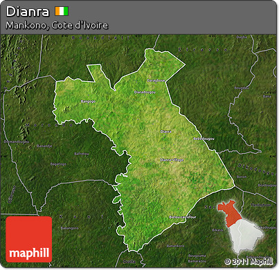 Satellite Map of Dianra, darken