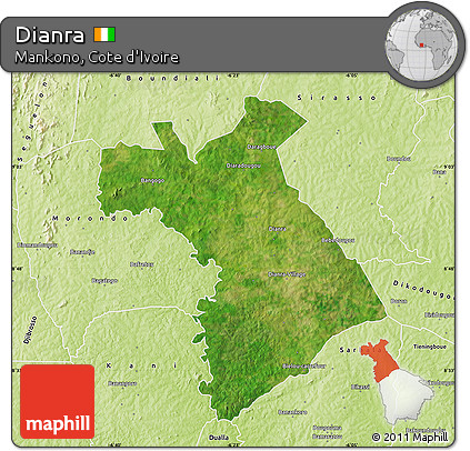Satellite Map of Dianra, physical outside