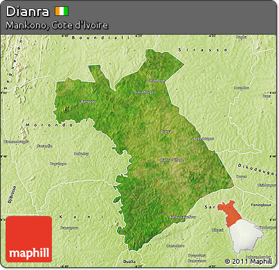Satellite Map of Dianra, physical outside