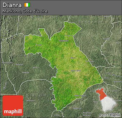Satellite Map of Dianra, semi-desaturated