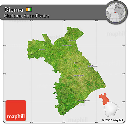 Satellite Map of Dianra, single color outside