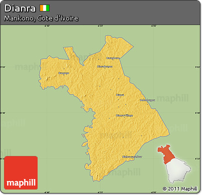 Savanna Style Map of Dianra, single color outside