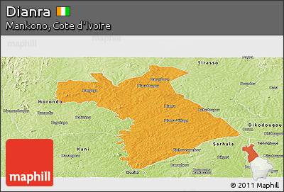 Political Panoramic Map of Dianra, physical outside