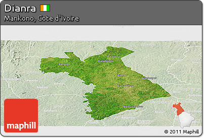 Satellite Panoramic Map of Dianra, lighten
