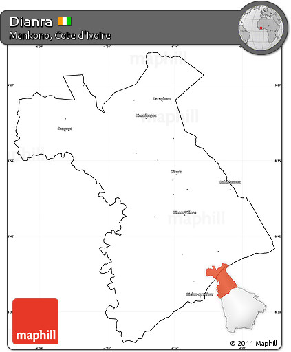 Blank Simple Map of Dianra, cropped outside