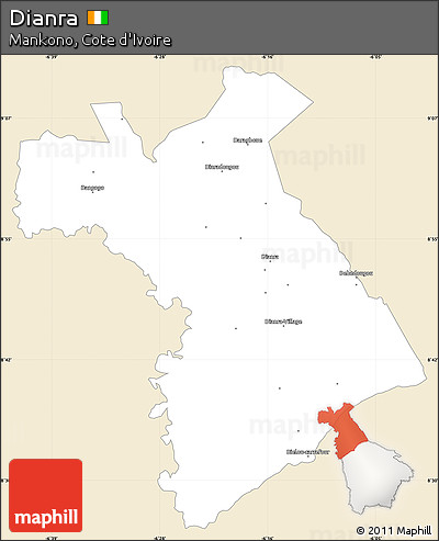 Classic Style Simple Map of Dianra, single color outside