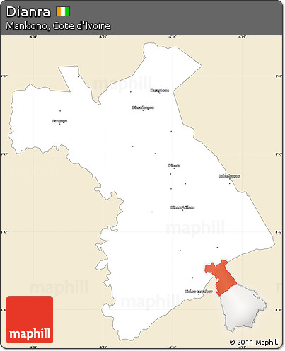 Classic Style Simple Map of Dianra, single color outside