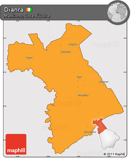 Political Simple Map of Dianra, cropped outside