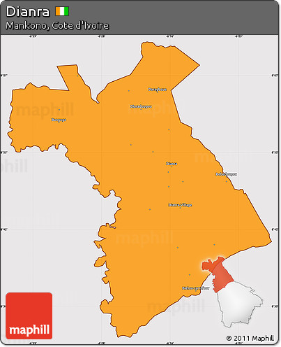 Political Simple Map of Dianra, cropped outside