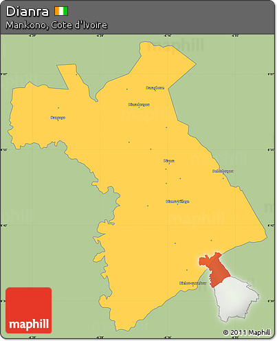 Savanna Style Simple Map of Dianra, single color outside