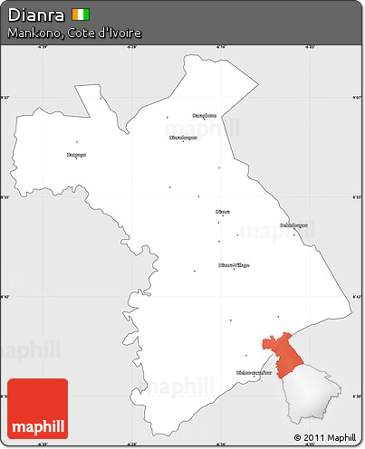 Silver Style Simple Map of Dianra, single color outside