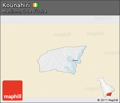 Classic Style 3D Map of Kounahiri, single color outside