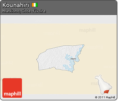 Classic Style 3D Map of Kounahiri, single color outside