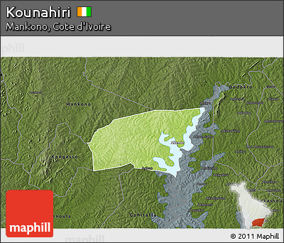 Physical 3D Map of Kounahiri, darken