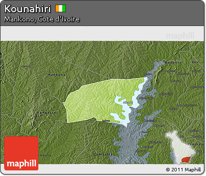 Physical 3D Map of Kounahiri, darken