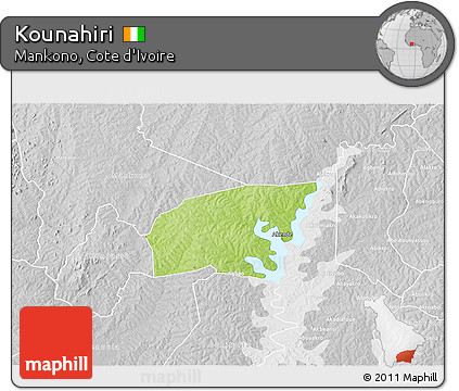Physical 3D Map of Kounahiri, lighten, desaturated