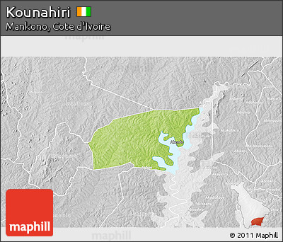 Physical 3D Map of Kounahiri, lighten, desaturated
