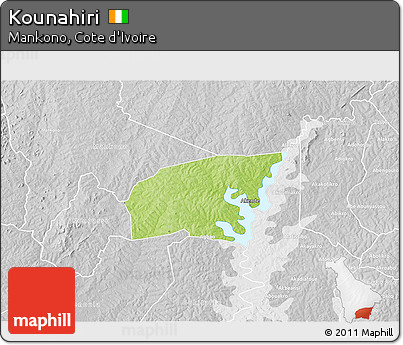 Physical 3D Map of Kounahiri, lighten, desaturated
