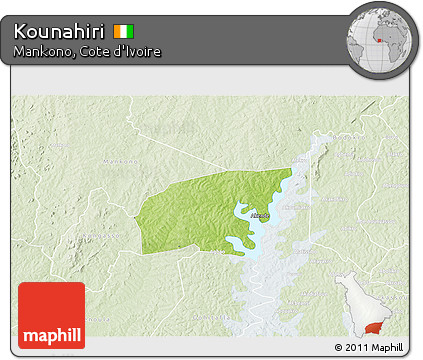 Physical 3D Map of Kounahiri, lighten