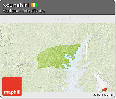 Physical 3D Map of Kounahiri, lighten