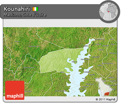 Physical 3D Map of Kounahiri, satellite outside