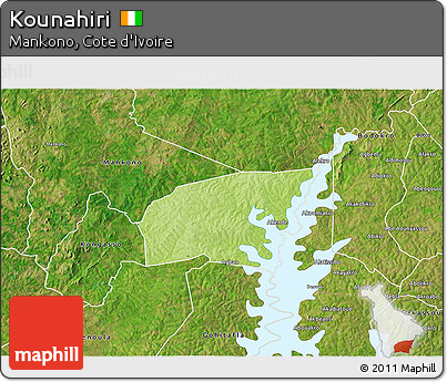 Physical 3D Map of Kounahiri, satellite outside