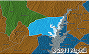 Political 3D Map of Kounahiri, darken