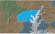 Political 3D Map of Kounahiri, darken, semi-desaturated